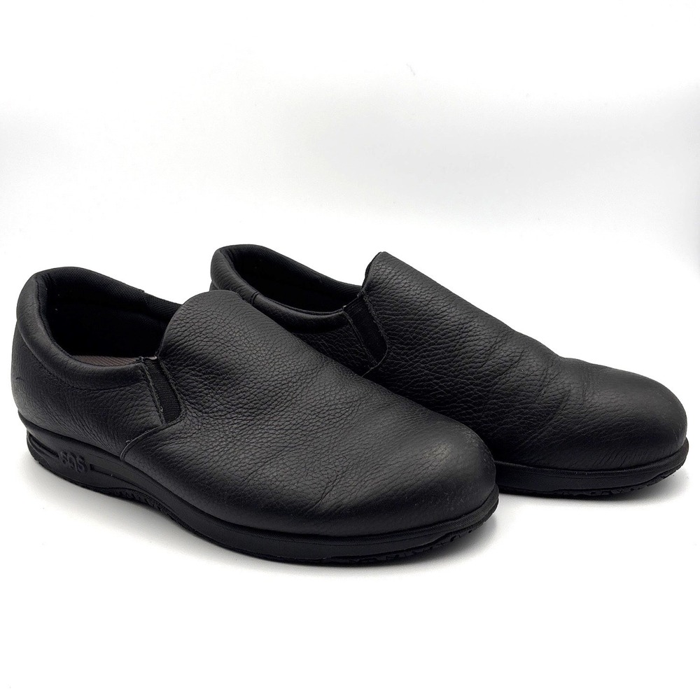 SAS Patriot Mens 10 M Black Leather Slip On Loafers Slip Resistant Shoes 2278919